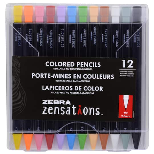 Zebra Zensations™ 12 Color Mechanical Pencil Set
